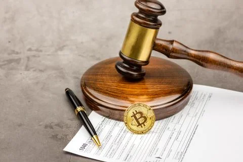 Front view of Bitcoin cryptocurrency physical coin Stock Photos