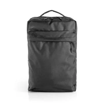 Front view of black casual backpack on white background. Stock Photos