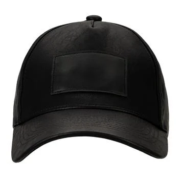 Front View of Black Leather Cap with Patch Stock Photos