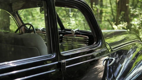 Front view of a black retro car in very good condition Stock Footage 201626809