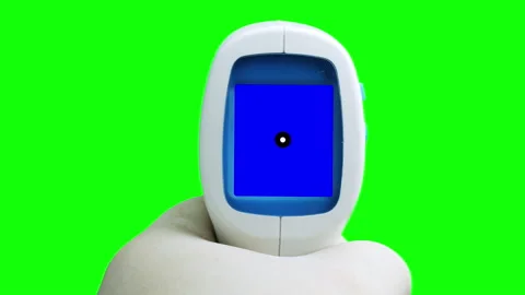 Front view blue screen display Thermometer Gun Side View Medical Digital Non- Stock Footage 142389277