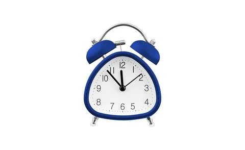 Front View of Blue Triangular Alarm Clock Isolated on White Background Stock Photos