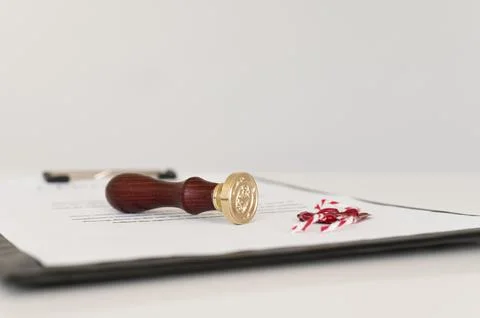 Front view blurred certificate wax seal Stock Photos