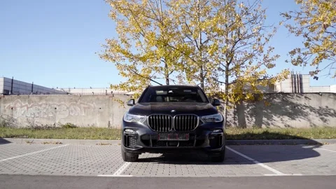 Front View BMW X5 G05. Standing in the parking lot. Stock Footage 254816757