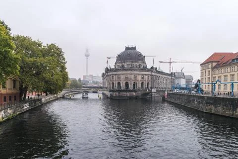 A front view of Bode museum and the river Spree in autumnal Berlin Stock Photos