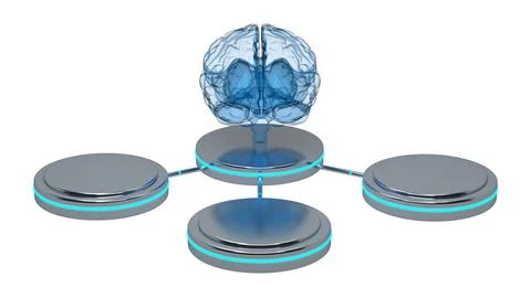Front view of the brain x-ray with three mock up pedestals around Stock Illustration