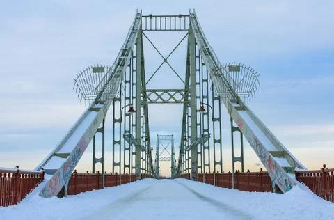 Front view of a bridge at sunset Stock Photos