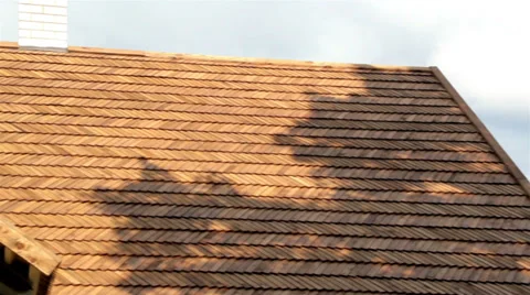 Front view of the brown tiled roof Stock Footage