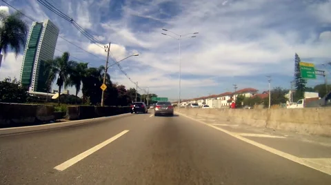 Front view of the camera in a car drive trough the city of sao paulo Stockbeeldmateriaal 50816774