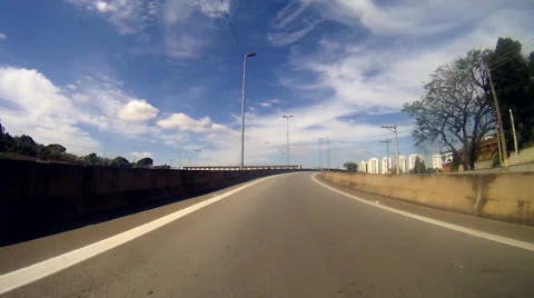 Front view of the camera in a car drive trough the city of sao paulo Stock Footage 50817428