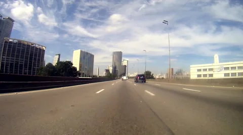 Front view of the camera in a car drive trough the city of sao paulo Stock Footage 50817710