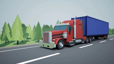 Front view camera follows American semi truck with 40 foot container. 動画素材 89885654