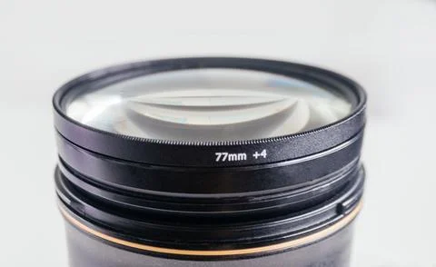 Front View of Camera Lens with Close-Up Filter Stock Photos