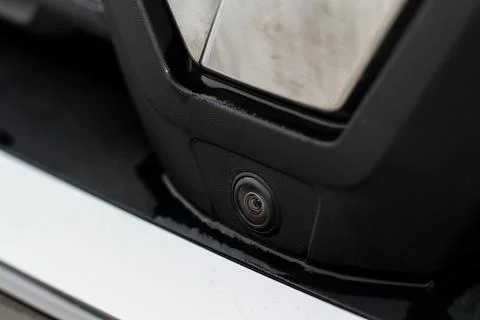 Front view camera. Modern car front view camera close up. Parking assistance. Stock Photos