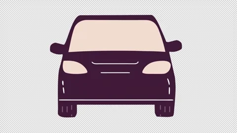 Front view of the car. Animation of driving a car. Cartoon Stock Footage 320214623