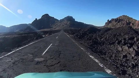 Front view from a car going down a road Stock Footage 72183680
