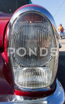 Front View Of A Car Headlight Old Mercedes Benz