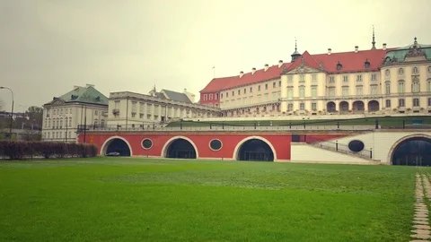 Front view of Castle in Warsaw. Old town's architecture. Stock Footage 74393741