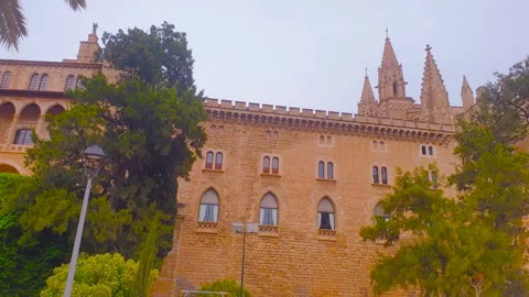 Front view of the Cathedral-Basílica de Santa María de Mallorca Stock Footage 249807698
