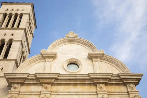 Front view of the Cathedral of st. Stephen in Hvar town on Hvar island Stock-Fotos