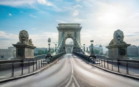 Front view of Chain bridge Stock Photos