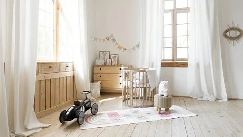 Front view child room with rustic interior design Resolution and high quality Stock Photos