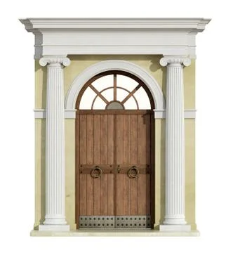 Front view of a classic portal in ionic order Illustrazione stock