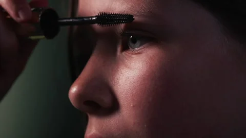 Front View Close-Up of Mascara Application Stock Footage 335242511