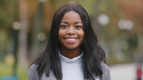 Front view close up mixed race young woman beautiful model female face with Stock Footage 163337312