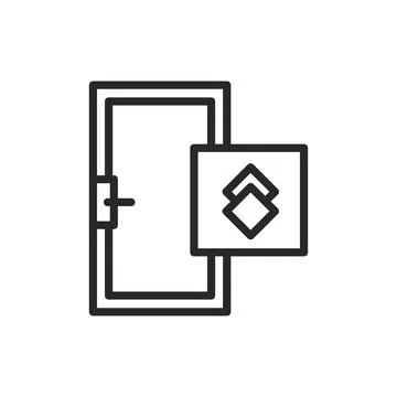 Front view closed door color line icon. Isolated vector element. Stock Illustration