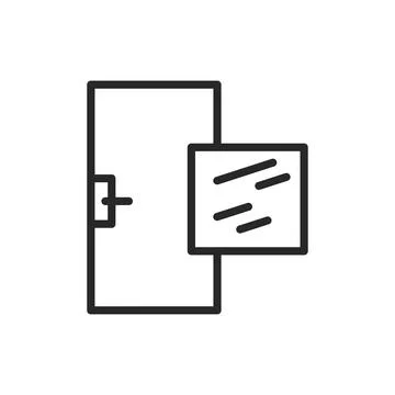 Front view closed door color line icon. Material metal. Isolated vector element. Stock Illustration