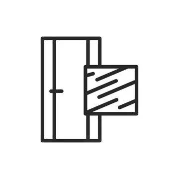 Front view closed door color line icon. Material steel. Isolated vector element. Stock Illustration