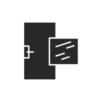 Front view closed door color line icon. Material metal. Isolated vector element. Stock Illustration