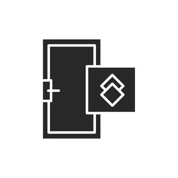 Front view closed door color line icon. Isolated vector element. Stock Illustration