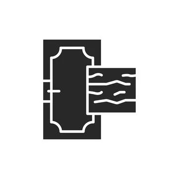 Front view closed door color line icon. Material wood. Isolated vector element. Stock Illustration