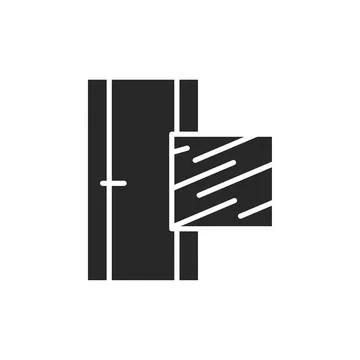 Front view closed door color line icon. Material steel. Isolated vector element. Stock Illustration