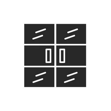 Front view closed door color line icon. Isolated vector element. Stock Illustration