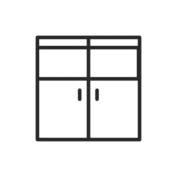 Front view closed double wood door color line icon. Isolated vector element. Stock Illustration