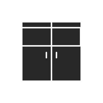 Front view closed double wood door color line icon. Isolated vector element. Stock Illustration