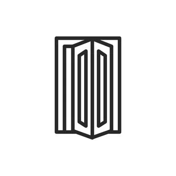 Front view closed folding doors color line icon. Isolated vector element. Stock Illustration