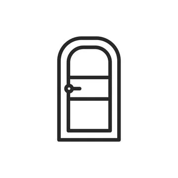 Front view closed interroom door color line icon. Isolated vector element. Stock Illustration