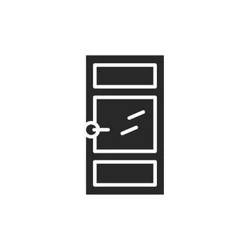 Front view closed interroom door color line icon. Isolated vector element. Stock Illustration