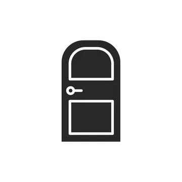 Front view closed interroom door color line icon. Isolated vector element. Stock Illustration