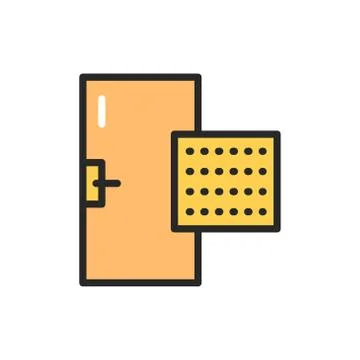 Front view closed pvc door color line icon. Isolated vector element. Stock Illustration