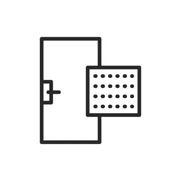 Front view closed pvc door color line icon. Isolated vector element. Stock Illustration