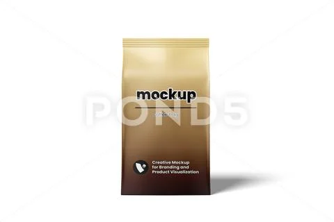 Front View of Coffee Bag Mockup PSD Template