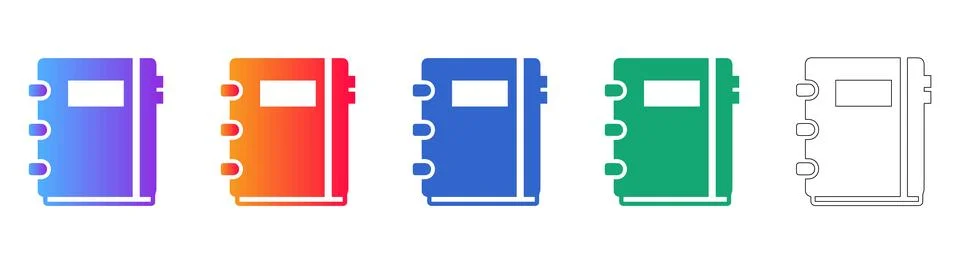 Front View Colorful Spiral Notebook Icons for Learning and Planning Stock-Illustration