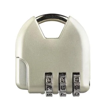 Front view of combination code padlock. Isolated on white background Stock Photos