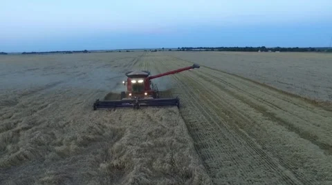 Front View of Combine  - Aerial Stock Footage 65318114