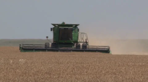 Front View of Combine Stock Footage 35594911